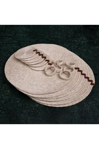 myrope طقم صحن تقديم أمريكي مينك فاتح 6 قطع قاعدة أطباق 6 قطع قاعدة أكواب 6 قطع حامل مناديل