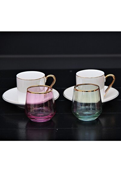 PİNK DESİGN KİTCHEN 6 Pieces Coffee Side Cup with Luster - Liquor - 95cc