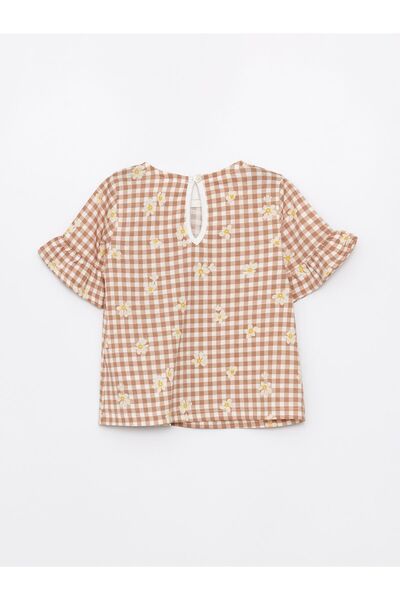 LC Waikiki Crew nyakú virágmintás kislány blúz és leggings 2db-os készlet