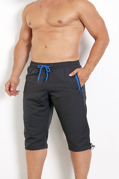 Enrico Ferry Anthracite Micropoly Quick Dry Large Size Capri - Elastic Waist, Pocket and Mesh Lining EDY2524B-A