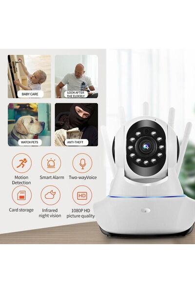 nevaport Wifi Ip Güvenlik Kamera Bebek Izleme 5 Antenli Ip Kablosuz Gece Görüşlü Sensörlü Harekete Duyarlı