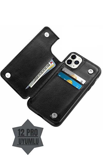 Lima Life حافظة حامل بطاقات سوداء متوافقة مع هاتف Iphone 12 Pro مع محفظة ذكية...