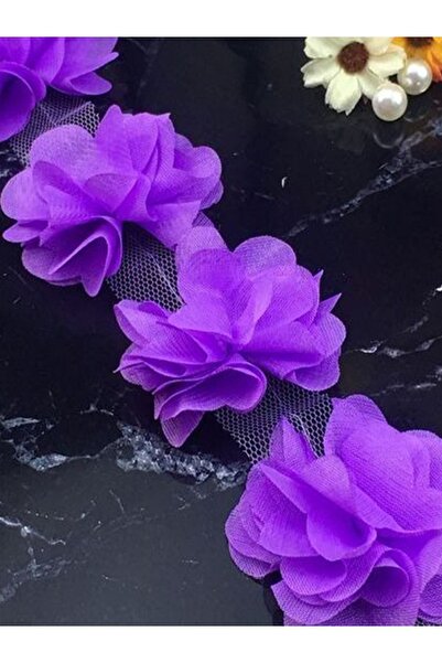 E Elmas زهرة شيفون مقطوعة بالليزر (59 - 60 قطعة) - بنفسجي