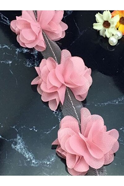 E Elmas Laser Cut Chiffon Flower (59 - 60 Τεμάχια) - Πούδρα