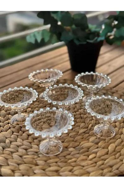 EvineAL 6 Pieces Beaded Turkish Delight Bowl Treats Presentation Sugar Bowl Snack Bowl Footed Acrylic Beaded Breakfast Bowl
