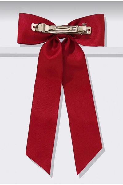 Monalisa Women's Red 11cm Satin Bow Automatic Clip Buckle