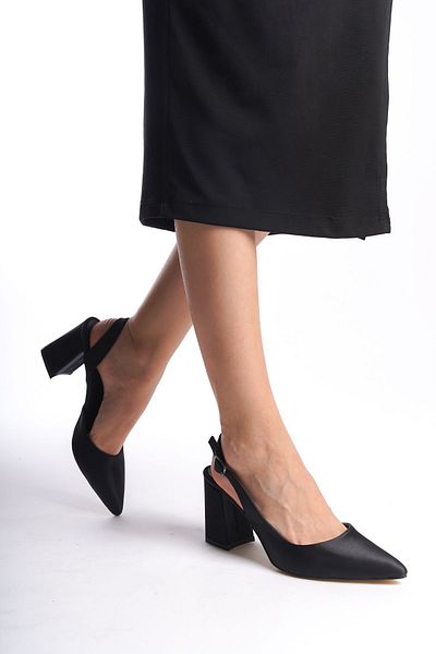 MARSEDO Pantofi de rochie de seară de zi cu zi cu toc stiletto, cu bandă, cu spate deschis, cu vârf ascuțit, Olsen