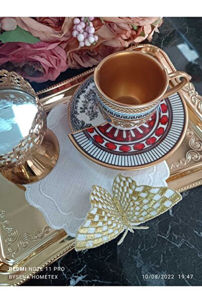 LASETU منديل تقديم الكوكتيل والقهوة ثلاثي الأبعاد 4 قطع ذهبي اللون