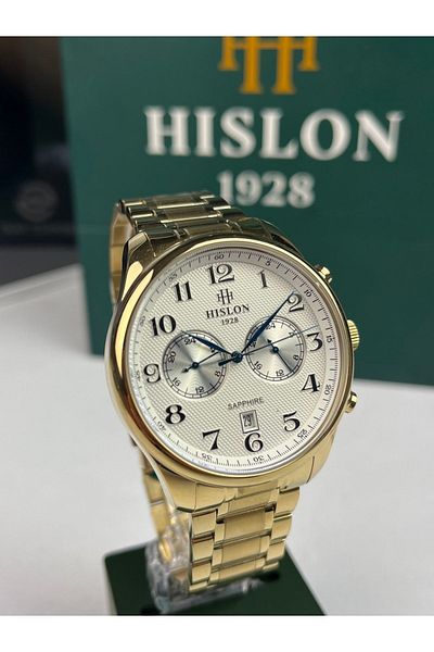 Hislon Men's Classic Wristwatch with Numbers 44mm Sapphire (Anti-Scratch) Glass 10 Atm Waterproof