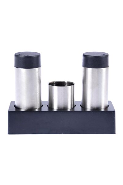 abnturk Siyah Kaideli Paslanmaz Çelik Tuzluk Biberlik Kürdanlık 4lü Set Ömür ...