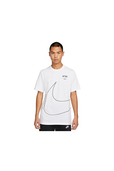 Nike Big Swoosh Tişört, Erkek Beyaz Stil T-Shirt, Swoosh Beyaz Tişört