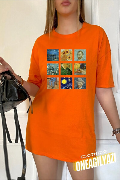 oneagılyazı Tricou Unixes Negru cu Colaj Portret Van Gogh