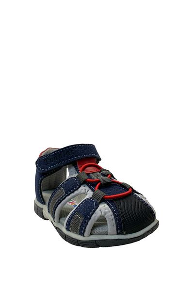Toddler 7036 Model Orthopedic Baby Boy Leather Sandals - Navy Blue/Red