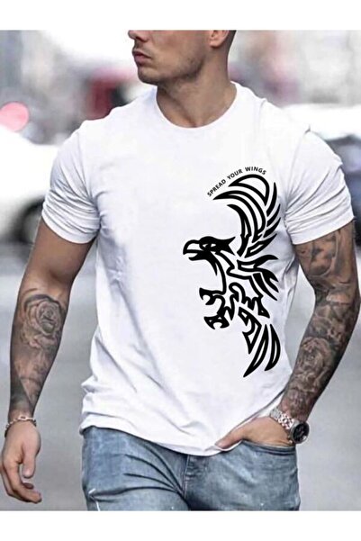 CLASSY.MODA Μπλουζάκι μονόχρωμο - Λευκό μπλουζάκι με κοντό μανίκι με λαιμόκοψη