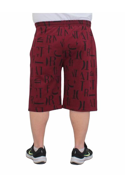 MocGrande Men's Plus Size Combed Cotton Shorts Letter Dance 24644 Claret Red