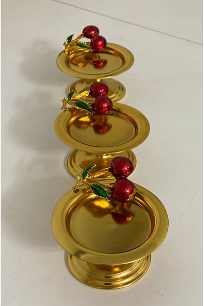 Elzem DECORATIVE GOLD COLOR 3-PIECE CHERRY MAKARON STOVE DELIGHT