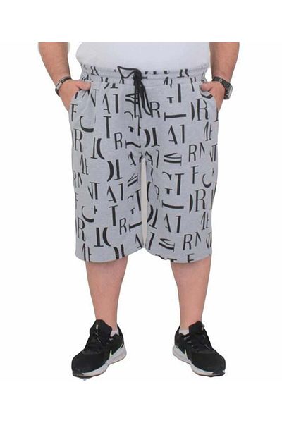 Starbattal Plus Size Men's Combed Cotton Shorts - Letter Dance 24644 Gray Melange