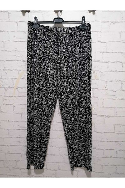 anne moda ankara High Waist 2 Pocket Patterned Summer Viscose Cotton Trousers