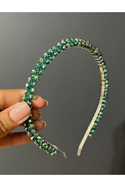 DesaAccessories Yeşil Kristal Taç