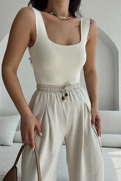 Jose Clothing Γυναικεία πλεκτή μπλούζα με τετράγωνο λαιμό και χοντρό λουράκι