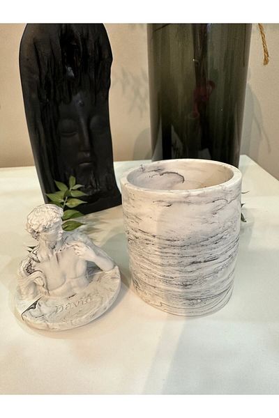 Gamy Crafts Handmade Concrete Decorative Box, Jewelry Box, David Sculpture Bust Box with Lid