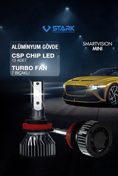 STARK Smart Vision Mini H11 Led Xenon Far Ampulü kısa tip mini slim Csp Şimşek Etkili