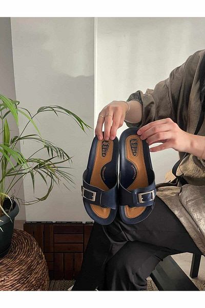 Behtah Kundura Papuci ortopedici pentru mama - Suport interior pentru picior, Catarama cu o singura catarama, Papuci de zi cu zi, Crop ingusta