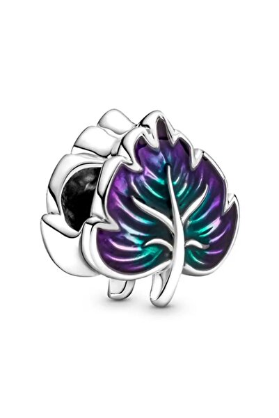 asaf Mor yeşil yaprak charm | gümüş kaplama