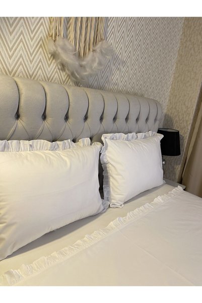 calinahome White Color Ruffle Duvet Cover Set