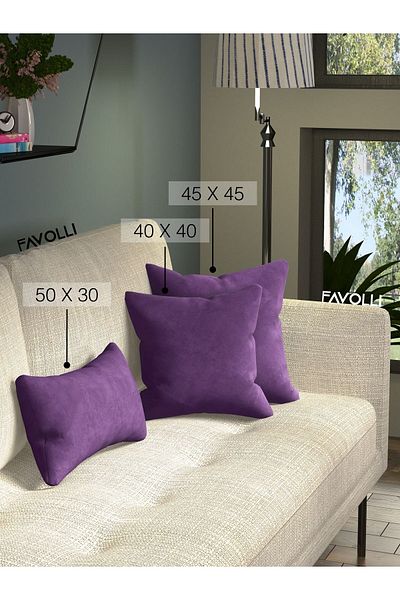 FAVOLLİ Βελούδινη υφή Plum Purple Throw Μαξιλαροθήκη Κρυφό φερμουάρ Κατάλληλο για Dream Series Punch