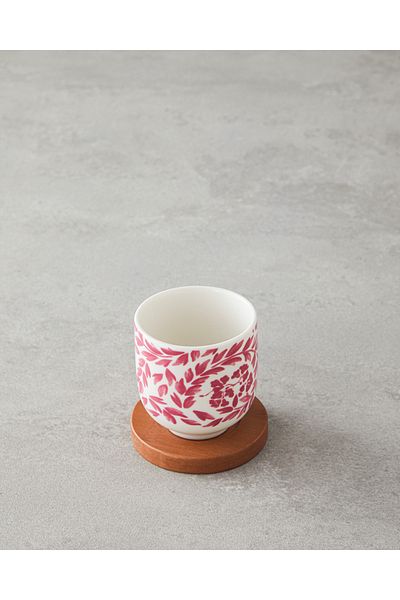 English Home Fuchsia Carnival Floral Ceramic Mug with Wooden Stand