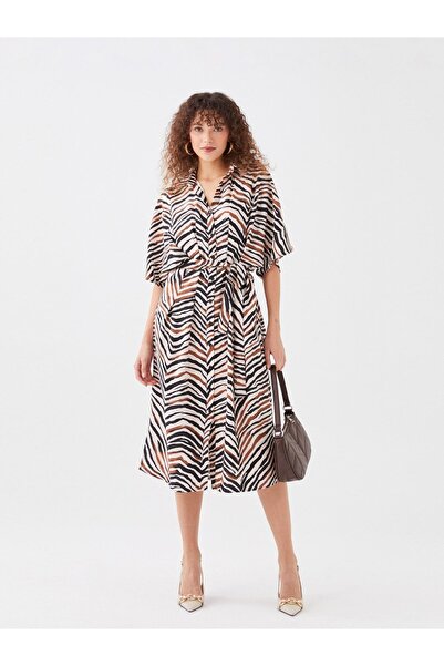 LC Waikiki Lcwaıkıkı Classic Desenli Kısa Kollu Kadın Gömlek Elbise