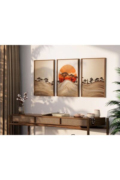 woodhomeworks Ahşap 3'lü Çerçeveli Dekoratif Tablo qmrc