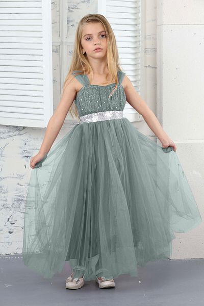 Asortik Kids Βραδινό φόρεμα για κορίτσια Mint Green Glitter