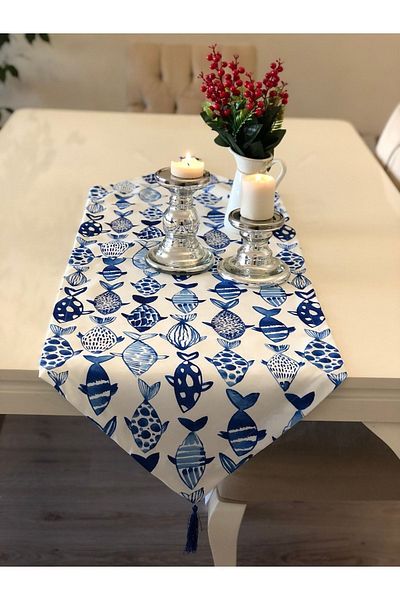 Ayd Home Επιτραπέζιο σκεύος Runner Fish Pattern Marine Blue 43-135 cm