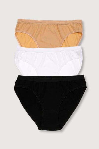 Tutku Kadın Karışık Renk  3'lü Paket Pamuklu Su Yolu Külot