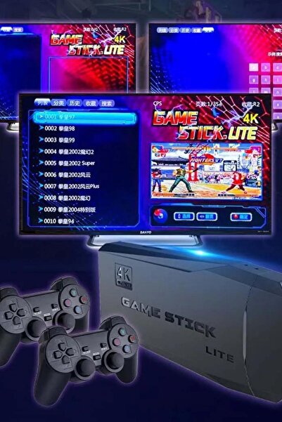 Genel Markalar 4K HD 2.4G Retro Game Stick 90'lı Yıllar USB Stick Wireless Atari Makinesi + 2 Wireless Joystick