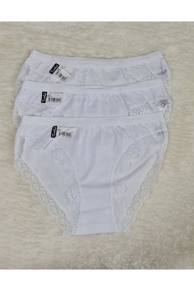Tutku Pack of 3 White Leg Lace Light Bikini Panties