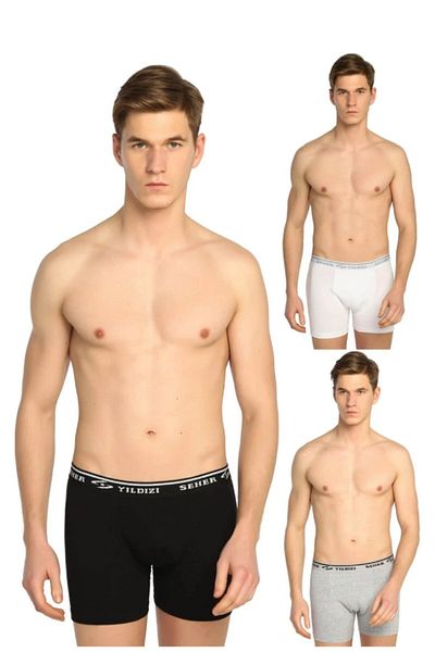 Seher Yıldız Ανδρικά μποξεράκια 3 συσκευασιών White Lycra