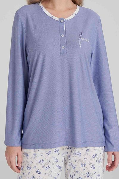 Pijadore Women's Purple Battal Long Sleeve Pajama Set 1617