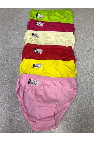 Tutku Pack of 12 Women's Plain Highlighter Bikini Panties Assortment Kilot