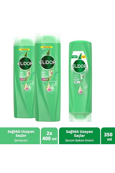 Elidor Superblend Hair Care Shampoo - Healthy Growing Hair, 400 ml x2 Serum Care Cream, 350 ml