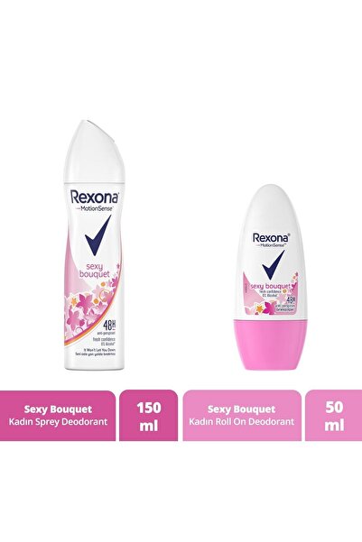 Rexona Sexy Bouquet Kadın Sprey Deodorant 150 Ml + Kadın Roll On Deodorant 50 Ml