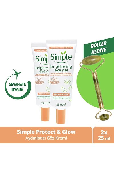 Simple Protect 'n' Glow Brightening Eye Cream Helping Reduce Dark Circles Vegan 25 Ml X2