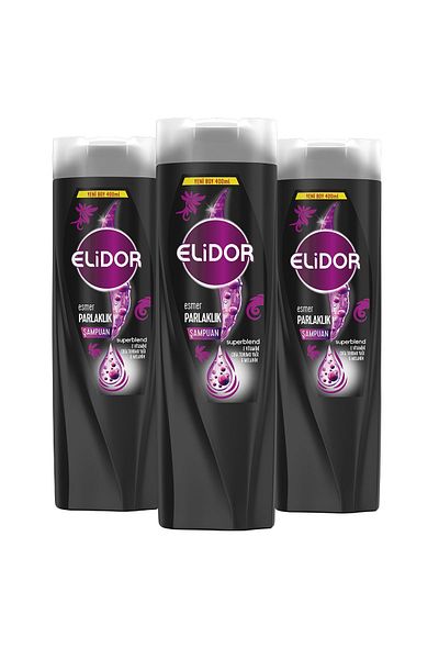 Elidor Superblend Hair Care Shampoo - Brown Shine, Vitamin E, Chia Seed Oil and Melanin 400 ml