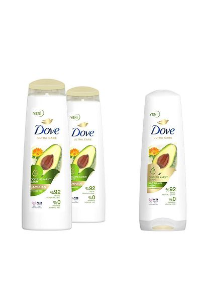 Dove Ultra Care Hair Care - Avocado 400ml x2 Anti-Shedding Care Shampoo 350ml x2