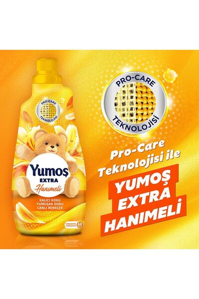 Yumoş Extra Hanımeli Konsantre Yumuşatıcı 1440 ml Renkli Giysiler Için Deterjan 2520 ml