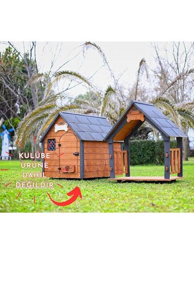 MANDU Isı Yalıtımlı Ahşap Köpek Kulübeleri Için Ekstra Gölgelik Çatı Ve Taban (VERANDA) Xlarge