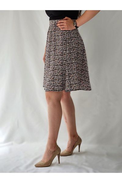 YAXİ Fusta de damă neagră cu model floral - țesută, șase piese