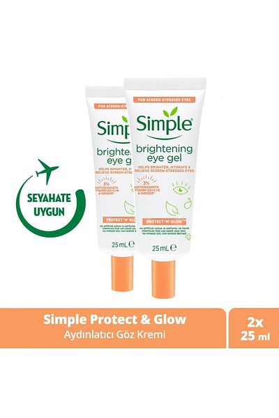 Simple Protect 'n' Glow Brightening Eye Cream Helping Reduce Dark Circles Vegan 25 Ml X2